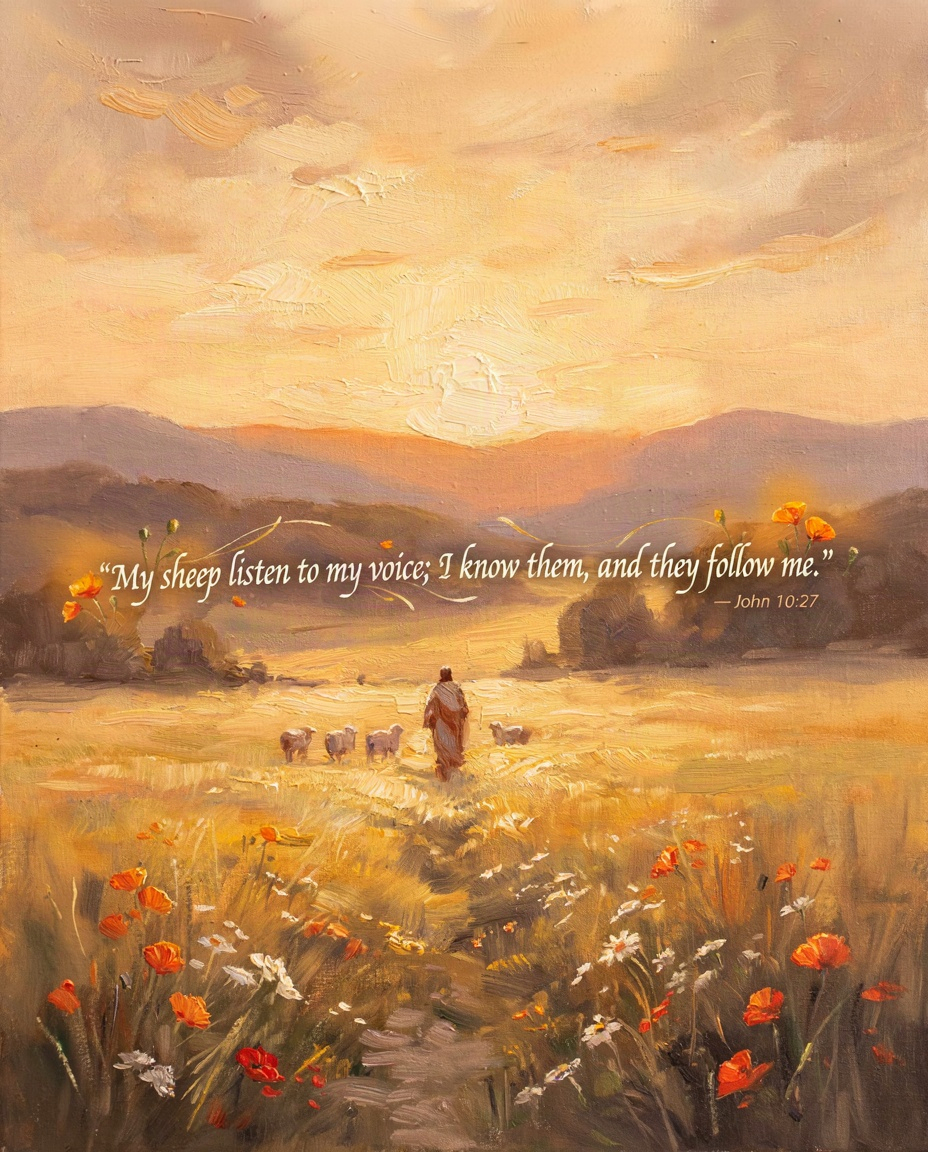 "My sheep listen to my voice; I know them, and the…