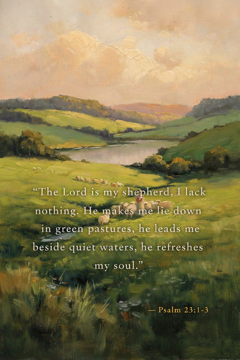 "The Lord is my shepherd, I lack nothing. He makes…