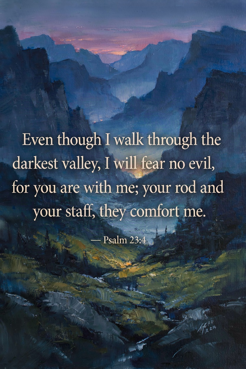 "Even though I walk through the darkest valley, I …