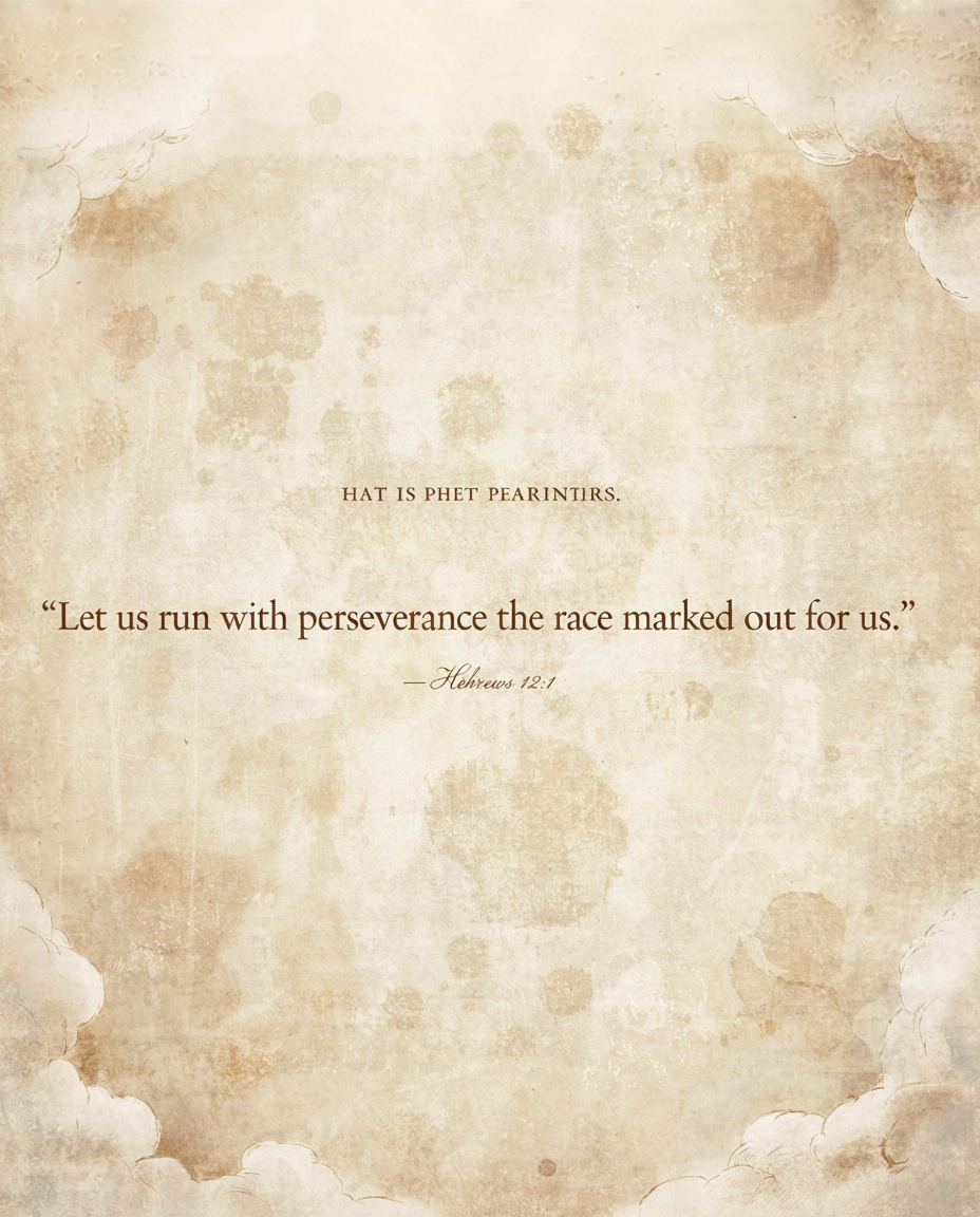 "Let us run with perseverance the race marked out …